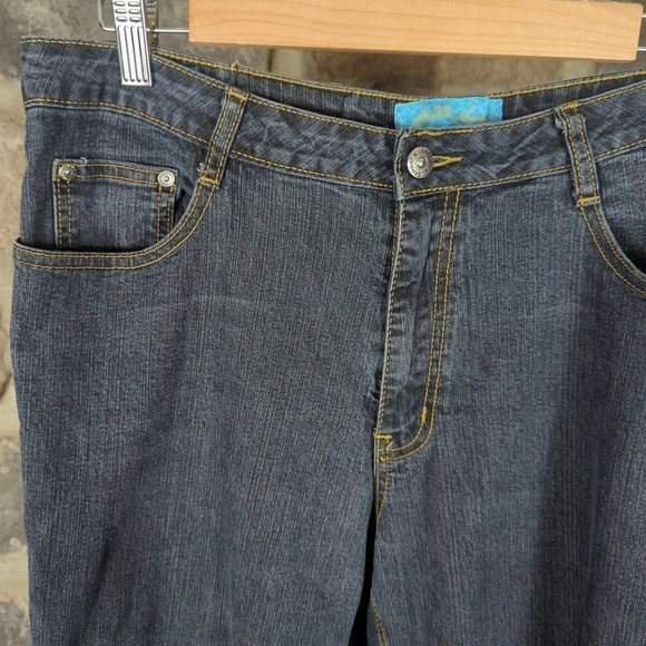 JEANBAY Blue Capri Jeans Woman's Size 14W Embroidered Pockets Y2K Retro Stretch - Picture 5 of 12